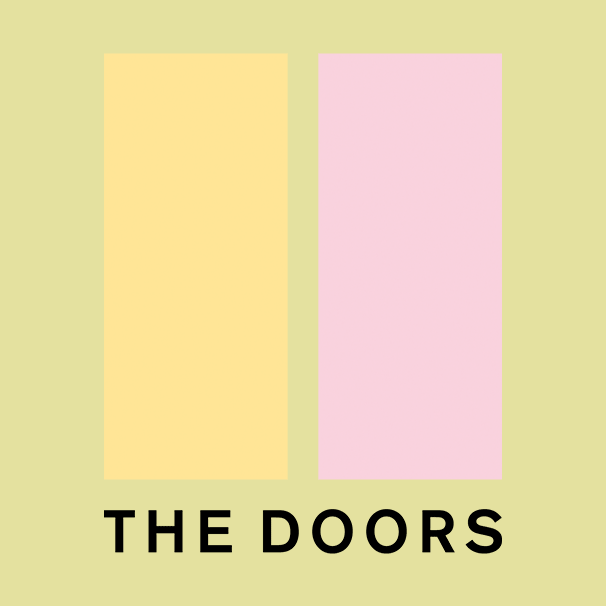 Logo van The Doors: twee gekleurde deuren